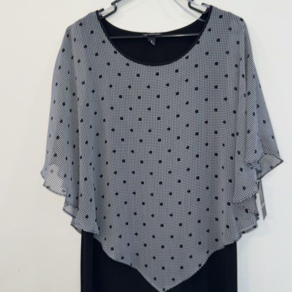 I.N. Studio size medium dress in black with shawl attached plaid w/ polka dots - Picture 4 of 9